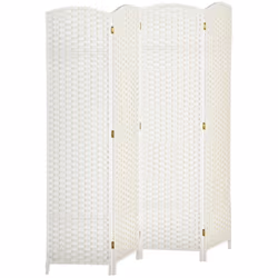 Paravent interieur - HOMCOM - en bois - 4 panneaux - 160 x 170 cm - pour salon chambre à coucher - blanc