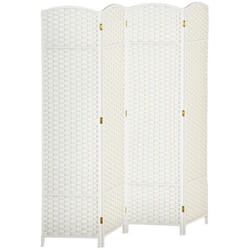 Paravent interieur - HOMCOM - en bois - 4 panneaux - 160 x 170 cm - pour salon chambre à coucher - blanc