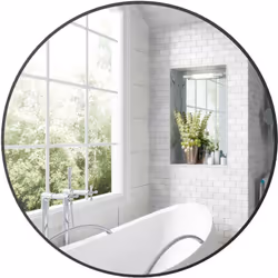 Réinventez votre salle de bain avec le miroir rond HOMCOM de 70 x 70 cm, idéal pour les petits espaces avec un bord élégant e ...