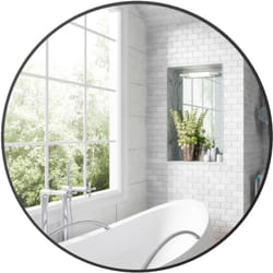 Homcom - Miroir mural rond dia. 70 cm cadre métal noir