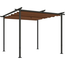 Outsunny - Pergola 3 x 3 m métal toile polyester haute densité 180g/m² UPF30+ coulissante rétractable marron