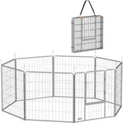 Pawhut - Parc enclos chien modulable pliable 8 panneaux porte verrouillable acier époxy gris