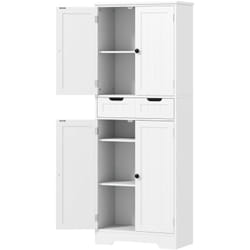 Homcom - Meuble haut salle de bain 4 portes 3 étagères tiroir dim. 60 x 30 x 160 cm blanc