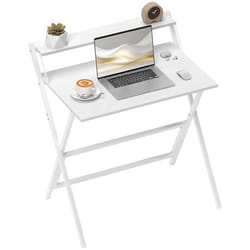 Bureau - HOMCOM - pliable - 755 x 50 cm - étagère de rangement - pour chambre petits espaces - blanc