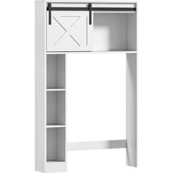 Homcom - Meuble wc dessus de toilette meuble toilettes - porte coulissante, 6 compartiments - blanc