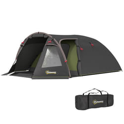 Tente de camping - Outsunny - pour 2-4 personnes - imperméable 3000 mm - avec 3 portes fenêtres sac de transport - noir