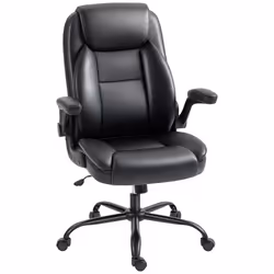 Fauteuil de bureau - HOMCOM - accoudoirs relevables hauteur réglable - cuir synthétique - 72 x 79 x 106-114 cm - noir