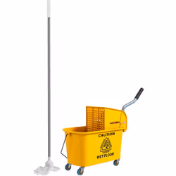 Simplifiez le chariot de ménage professionnel avec le seau à serpillière HOMCOM de 20 litres sur roues. Équipé d'une presse e ...