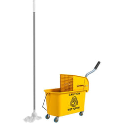 Homcom - Chariot de ménage chariot de lavage nettoyage professionnel essoreuse latérale seau 20L poignée et serpillère jaune