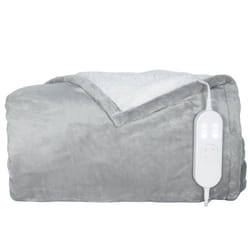 Couverture chauffante - HOMCOM - 10 niveaux de chauffage minuterie 10H - flanelle et velours de coton - 180x130cm - gris