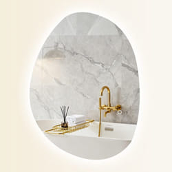 Miroir de Salle de Bain Asymétrique LED - HOMCOM - 70 x 50 cm - anti-buée interrupteur tactile mémoire - argent