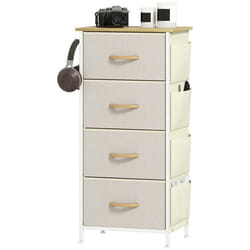 Commode - HOMCOM - 4 tiroirs en tissu - 4 poches 2 crochets - structure en acier - 45 x 30 x 945 cm - beige