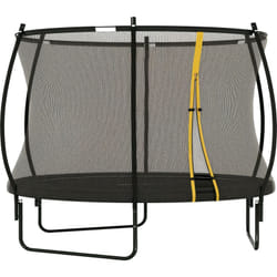 Trampoline de jardin Ø305 cm - couvre-ressort, filet de sécurité porte zippée verrouillable inclus - acier noir