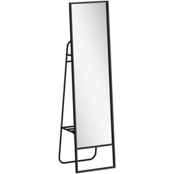 Miroir sur pied avec rangements grande taille dim. 148,5 x 40 cm métal noir