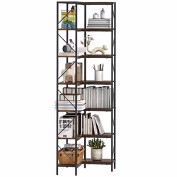 Bibliothèque dangle - HOMCOM - 7 niveaux - industriel - étagères de rangement - 60 x 60 x 198 cm brun rustique