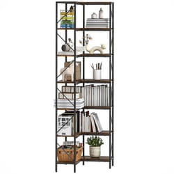Bibliothèque dangle - HOMCOM - 7 niveaux - industriel - étagères de rangement - 60 x 60 x 198 cm brun rustique