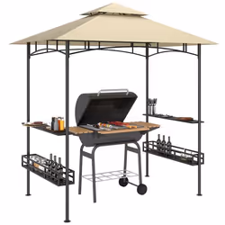 Tonnelle de barbecue - Outsunny - crochet au plafond - étagères et paniers de rangement - métal galvanisé 240 x 150 x 257 cm  ...