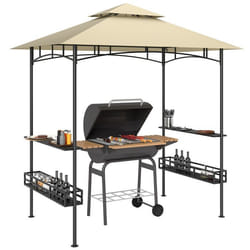 Tonnelle de barbecue - Outsunny - crochet au plafond - étagères et paniers de rangement - métal galvanisé 240 x 150 x 257 cm -