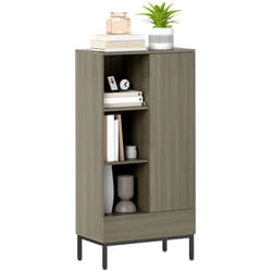 Buffet - HOMCOM - placard à portes tiroir 3 compartiments ouverts étagères réglables - panneau de particules - 60x34x121cm - gris