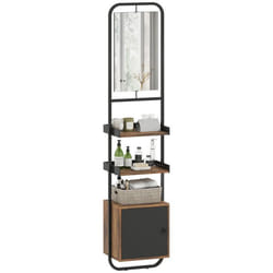 Étagère salle de bain rangement - HOMCOM - étroit et indépendant - avec miroir étagères réglables placard - 40 x 30 x 179 cm
