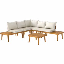 Optimisez votre espace extérieur avec cet ensemble de jardin Outsunny en bois d'acacia : 2 canapés de jardin avec table intég ...