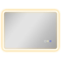Miroir lumineux LED salle de bain 50 x 70 cm bluetooth interrupteur tactile lumière réglable 3 couleurs fonction anti-buée et mémoire