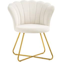Homcom - Fauteuil design coquillage piètement acier doré velours crème