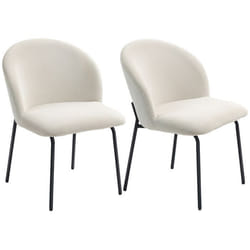 Lot de 2 chaises de salle à manger - HOMCOM - assise large dossier incurvé et pieds en acier - velours côtelé - 56x58x78cm - crème