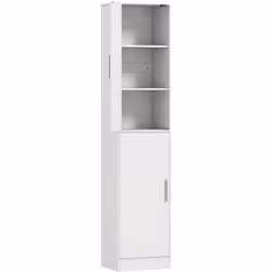 Ce meuble de rangement haut montage au sol avec doubles armoires organise efficacement vos essentiels avec six étagères ajust ...