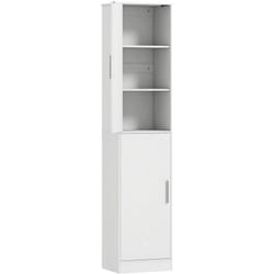 Homcom - Colonne salle de bain H180 cm - 2 portes, 4 étagères réglables - effet bois blanc