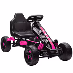 Kart à pédales pour enfants - AIYAPLAY - roue libre frein roues EVA antidérapantes - plastique et métal - 100x59x605cm - rose