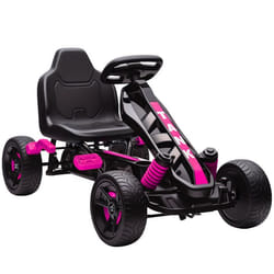 Kart à pédales pour enfants - AIYAPLAY - roue libre frein roues EVA antidérapantes - plastique et métal - 100x59x605cm - rose