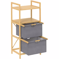 Optimisez l'organisation de votre linge avec le panier HOMCOM, équipé de deux paniers en tissu de 17,7 L pour trier les vêtem ...