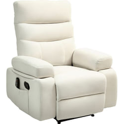 Fauteuil de massage relaxation inclinable chauffant poche rangement tissu blanc cassé