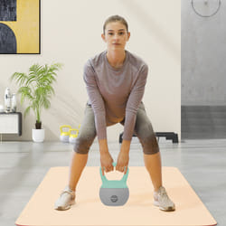 Kettlebell - Sportnow - 21 Kg - Avec Poignée Antidérapante - Pour Fitness Musculation Cardio - 21 X 21 X 30 Cm - Gris Et Vert