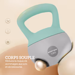 Kettlebell - Sportnow - 21 Kg - Avec Poignée Antidérapante - Pour Fitness Musculation Cardio - 21 X 21 X 30 Cm - Gris Et Vert - Vue supplémentaire 2