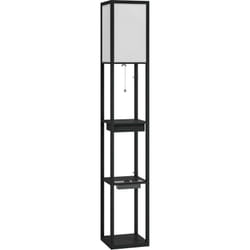 Homcom - Lampadaire étagères 3 niveaux H.159 cm petit tiroir port usb a+c blanc noir