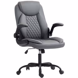 Fauteuil de bureau - HOMCOM - accoudoirs relevables hauteur réglable fonction de bascule - polyuréthane - 65x67x100-110cm - g ...