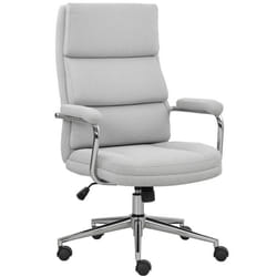 Fauteuil de bureau - HOMCOM - hauteur réglable fonction de bascule - tissu en lin - 62 x 73 x 105-113 cm gris