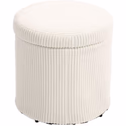 Explorez l'ottoman HOMCOM en velours côtelé, respirant et doux. Avec 32 litres de rangement, ce pouf de salon se transforme e ...