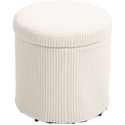 Homcom - Pouf coffre 32L max. 120 Kg velours côtelé beige clair