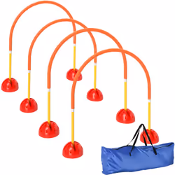 Optimisez l'entraînement de votre chiot avec PawHut, un ensemble de 5 pièces avec portes d'agilité ajustables en orange et ja ...