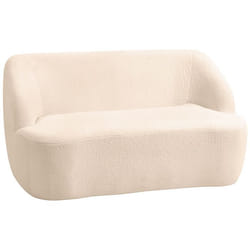 Canapé 2 places - HOMCOM - dossier et assise incurvés - aucun assemblage requis - tissu bouclette - 142 x 85 x 735 cm - beige