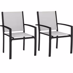 Apportez élégance avec le set de chaises de jardin Outsunny, empilable pour optimiser l'espace. Dossier et assise en textilèn ...