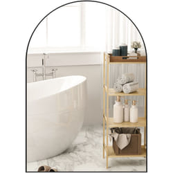 Homcom - Miroir mural arqué 50 x 70 cm haute définition cadre alliage aluminium noir