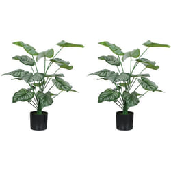Lot de 2 plantes artificielles intérieures - HOMCOM - 65 cm - pot en plastique et flocage - vert