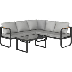 Ensemble salon de jardin 5 places 3 pièces réglable avec coussins assise dossier gris noir