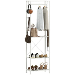 Meuble dentrée - HOMCOM - tringle de suspension 4 crochets étagères à chaussures étagère de rangement - 52 x 30 x 180 cm -