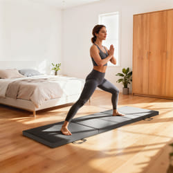Tapis De Gymnastique - Homcom - Pliable En 3 Panneaux - Avec Poignées - Revêtement Synthétique - 180 X 60 X 5 Cm - Gris