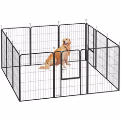 Parc pour chien - PawHut - 12 panneaux modulable pliable portable - avec porte - intérieur et extérieur - en acier - 100H cm  ...